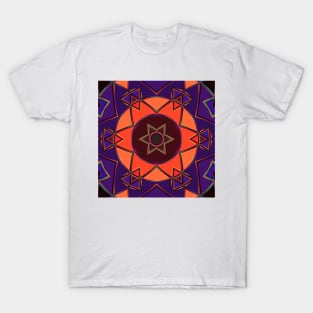 Cartoon Mandala Purple and Orange T-Shirt